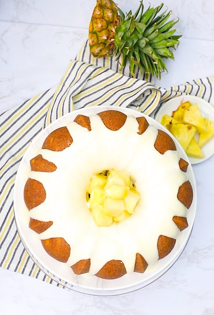 Finish glazing the pineapple pound cake for pure decadence
