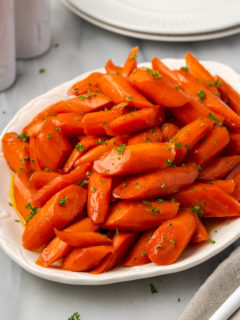 Platter of brown sugar glazed carrots