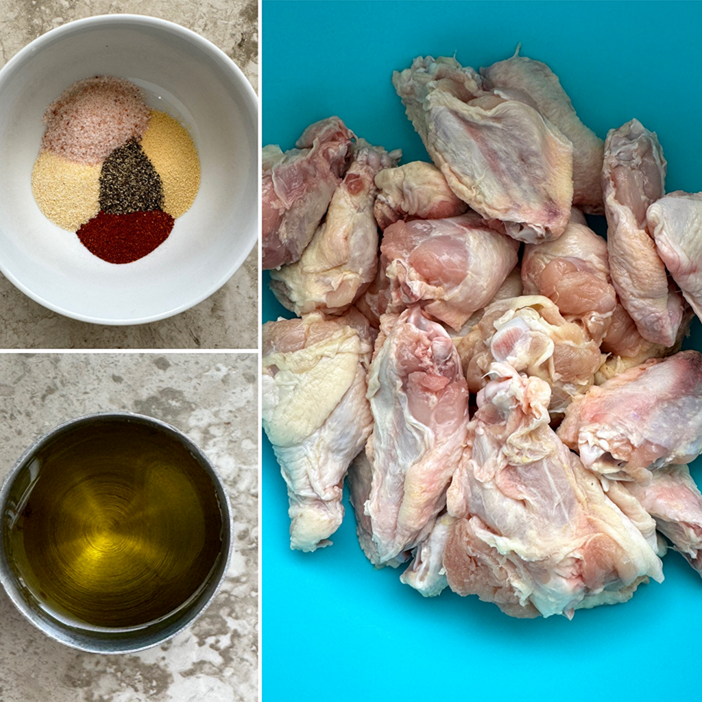 collage of ingredients for grilled chicken wings